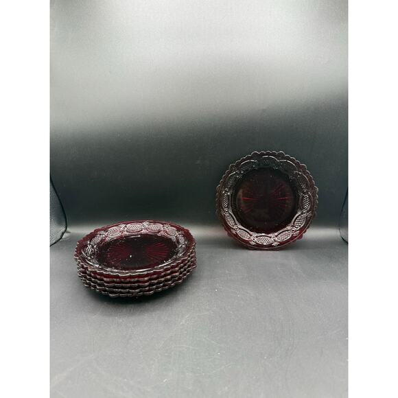 Avon Cape Cod Ruby Red Glass 7" Salad Plates-Vintage Serving-Set of 6 - Picture 1 of 8